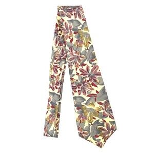 #5874 ClayBrooke Tan with Floral Pattern Mens Necktie, Tie 57x4